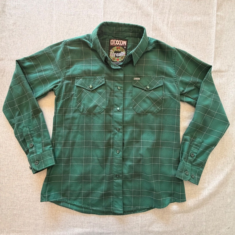 Dixxon Flannel Company The Wreath Green Grid D-Tech Button Up Shirt Men WL large